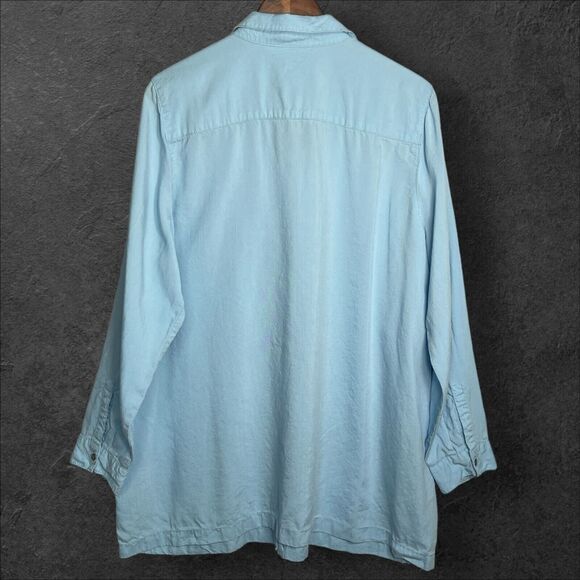 J.Jill Pure Jill Button Up Top Women Size XL Blue 100% Lyocel Long Sleeve - Picture 4 of 13